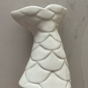 Azure Home White Ceramic Vase| Sculptural Scalloped Design